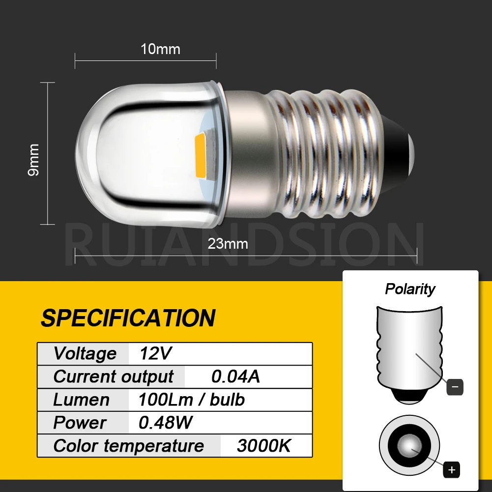 4Pcs E10 P13.5S PR2 LED DC 3V 6V 4.5V 18V 12V Machine Replacement Flashlight 2835SMD Lantern Torch Bulb Screw Thread Warn White