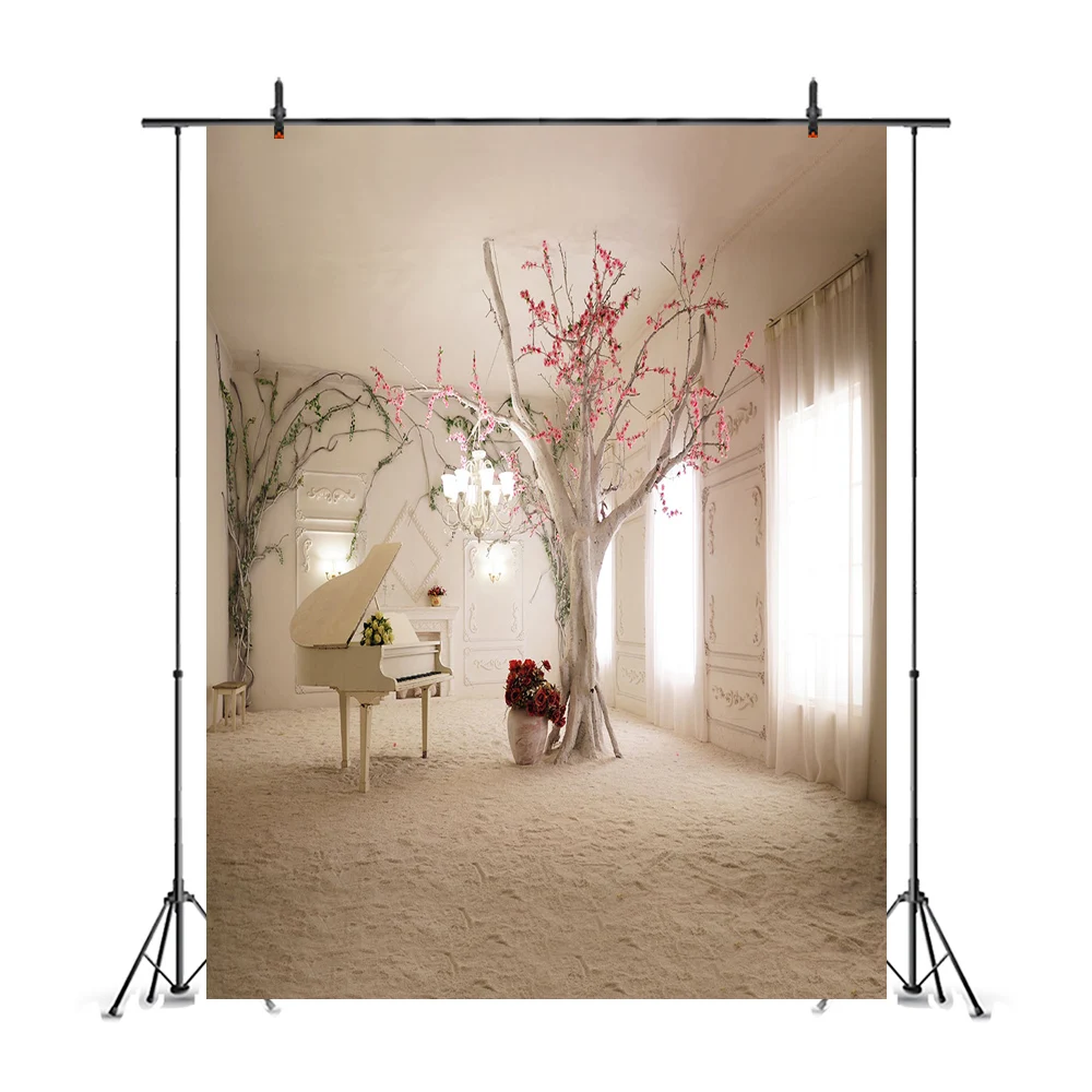 Background Elegant indoor piano tree Vinyl Backdrops for Photography Children Wedding Photo Studio Backdrop Cloth Background