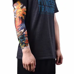 Hot Arm Warmer Skins Proteive Nylon Stretchy Fake Temporary Tattoo Sleeves Designs Body Arm Stockings Tatoos Cool Men Women