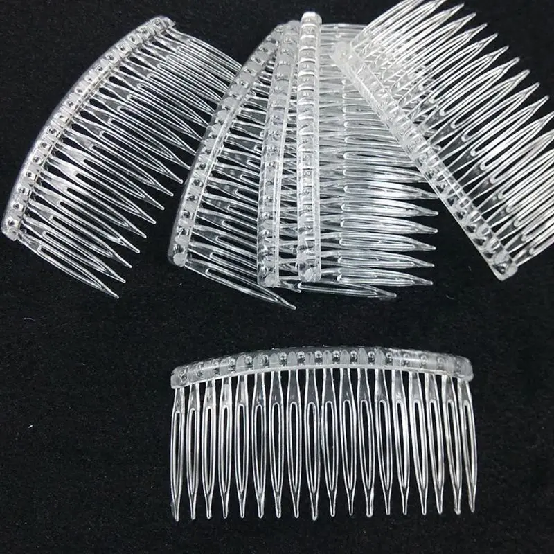 

7x5cm 15 Teeth Fancy DIY Plastic Hair Clip Comb Women Bridal Wedding Veil Holder Transparent Beauty Styling Tool