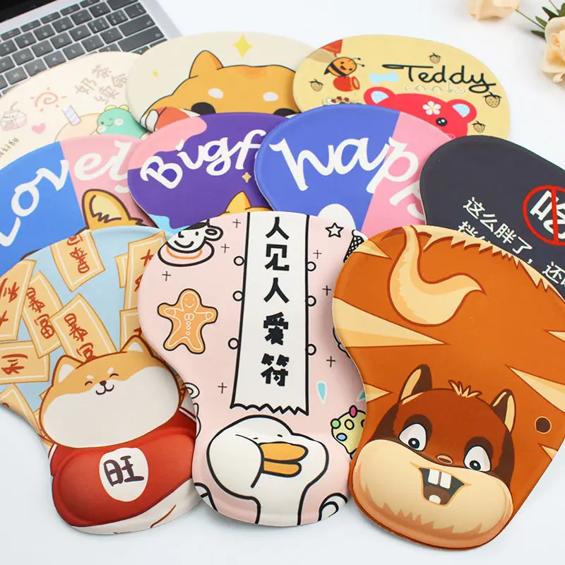 Коврик для мыши Kawaii с поддержкой запястья, противоскользящий силиконовый коврик для рук, 3D мультяшный милый мышки, коврик для ПК, компьютера,