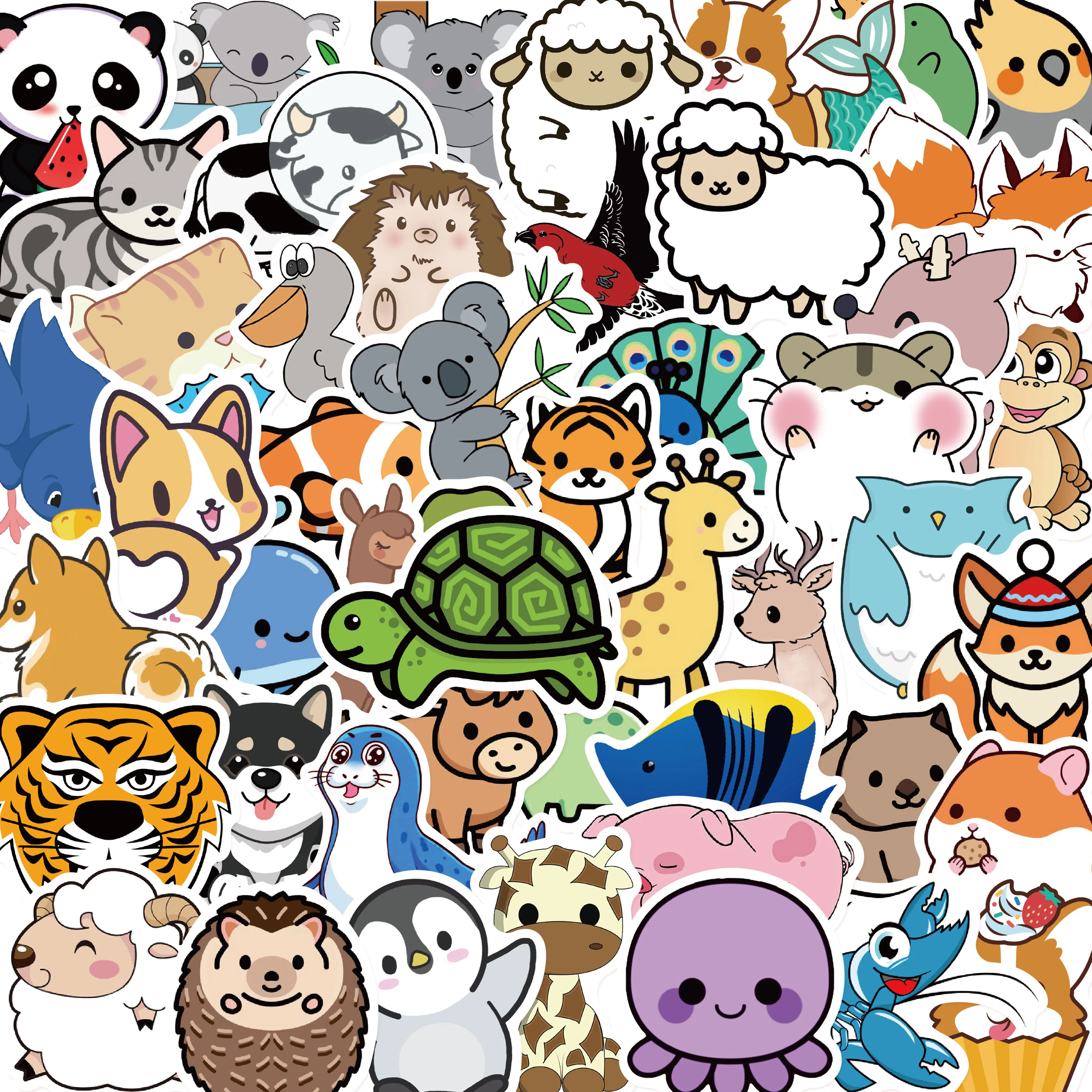 10/50pcs Cartoon Animals Stickers Phone Guitar Laptop Cars Luggage Waterproof Graffiti Decals Sticker autocollantes enfant