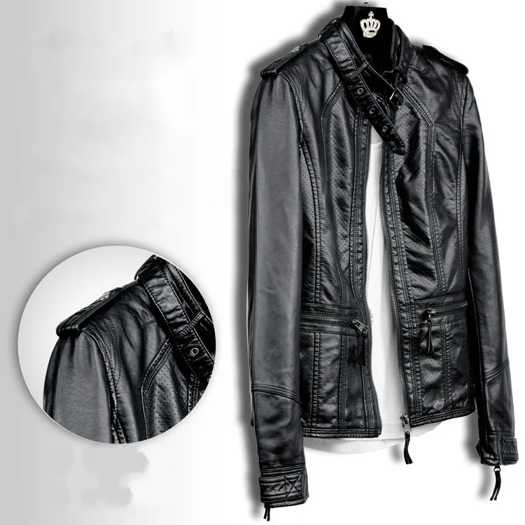 Leather Pu Women's Clothing Women Biker Female Black Jacket Plus Size Spring Autumn Casacos Feminino D020 Pph501