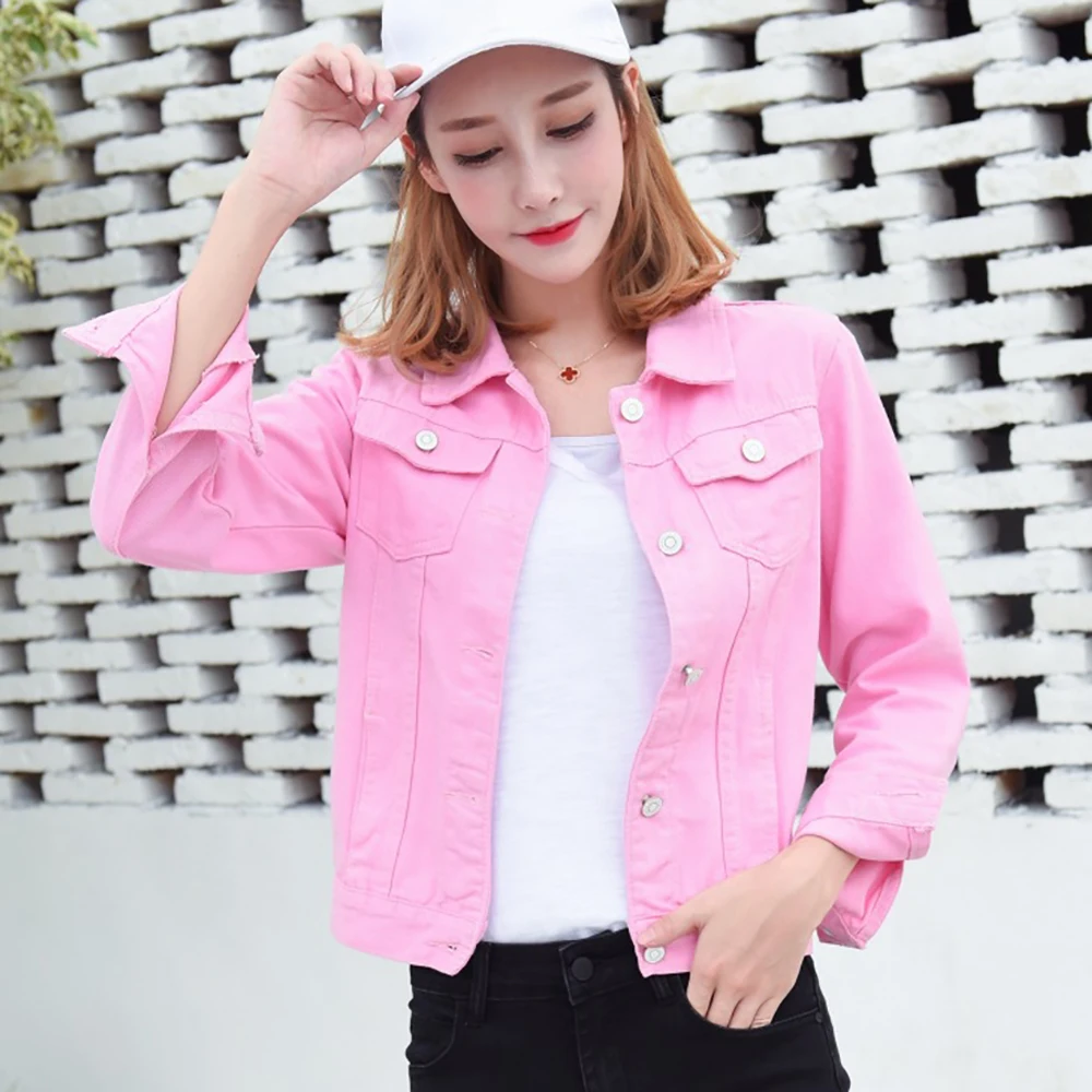 Jeans Jacket and Coats for Women 2022 Autumn Candy Color Casual Short Denim Jacket Chaqueta Mujer Casaco Jaqueta Feminina