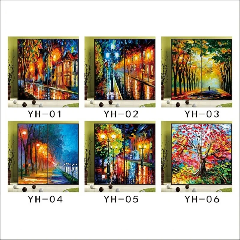 Customized Size Glass Film Static Cling WIndow-Privacy-Protection Home Decor Tint-Film Oil Painting Scenery Removable 40cmx60cm