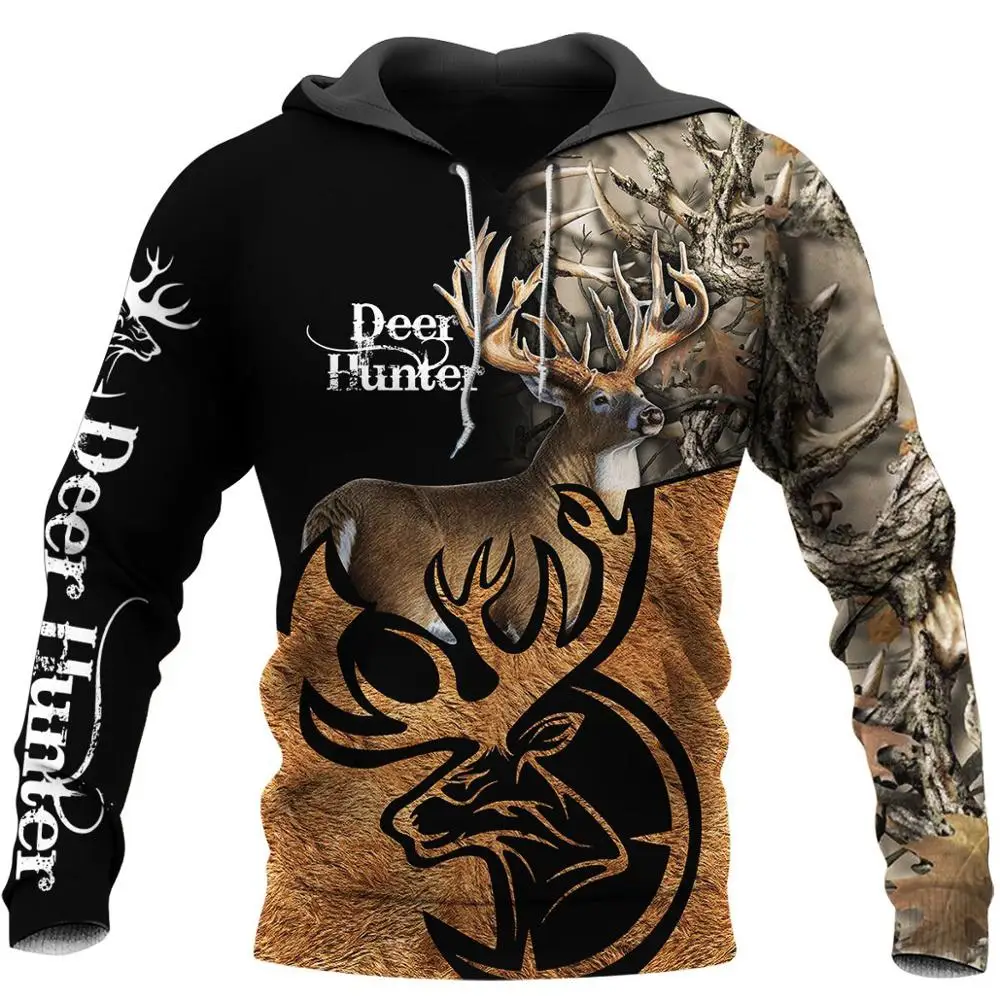 Sudadera con capucha estampado 3D camuflaje unisex cazadores ciervos - imagen 3