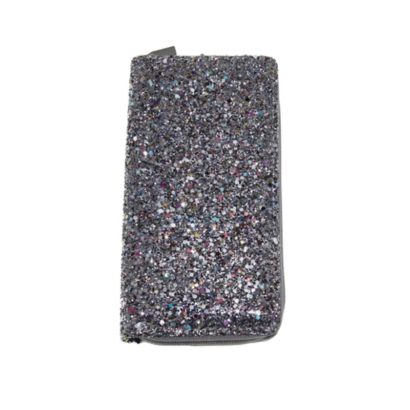 Mode Laser Frauen Pailletten Lange Brieftaschen PU Leder Zipper Glitter Geldbörsen Geld Telefon Karte Halter Mädchen Elegante Handtasche