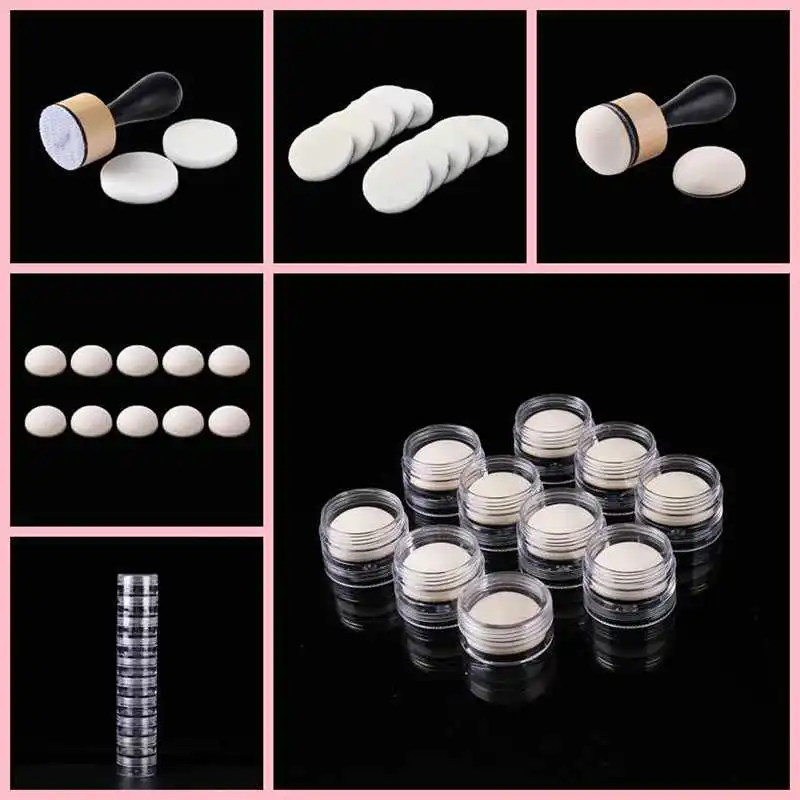 Mini Ink Blending Tool Round/Domed Foam Transparent Stackable Jars Scrapbooking For Glitter Bead Storage Container Portable Box