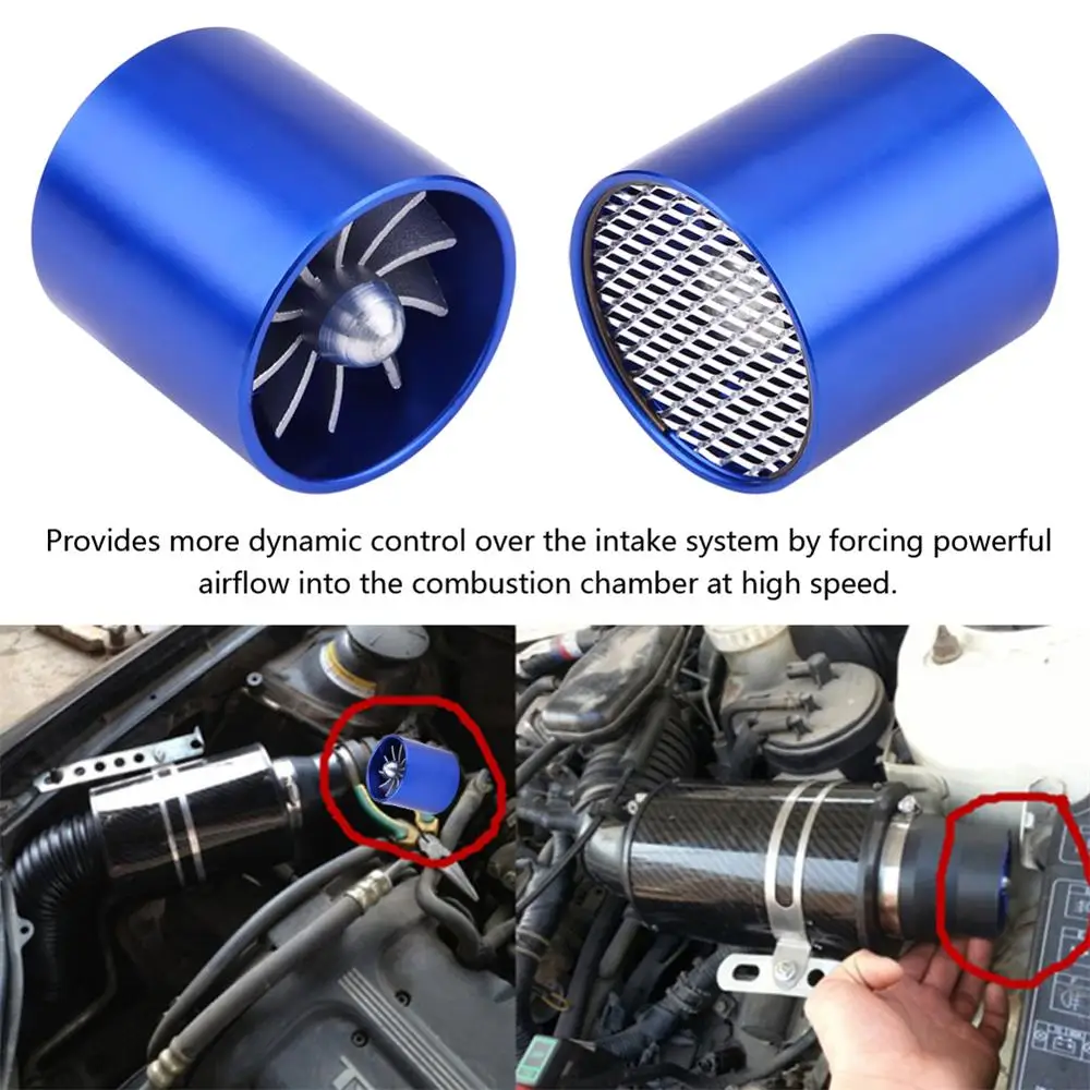 Universal Aluminium Alloy 55mm Car Air Intake Turbonator Single Fan Turbine Super Charger Gas Fuel Saver Turbo