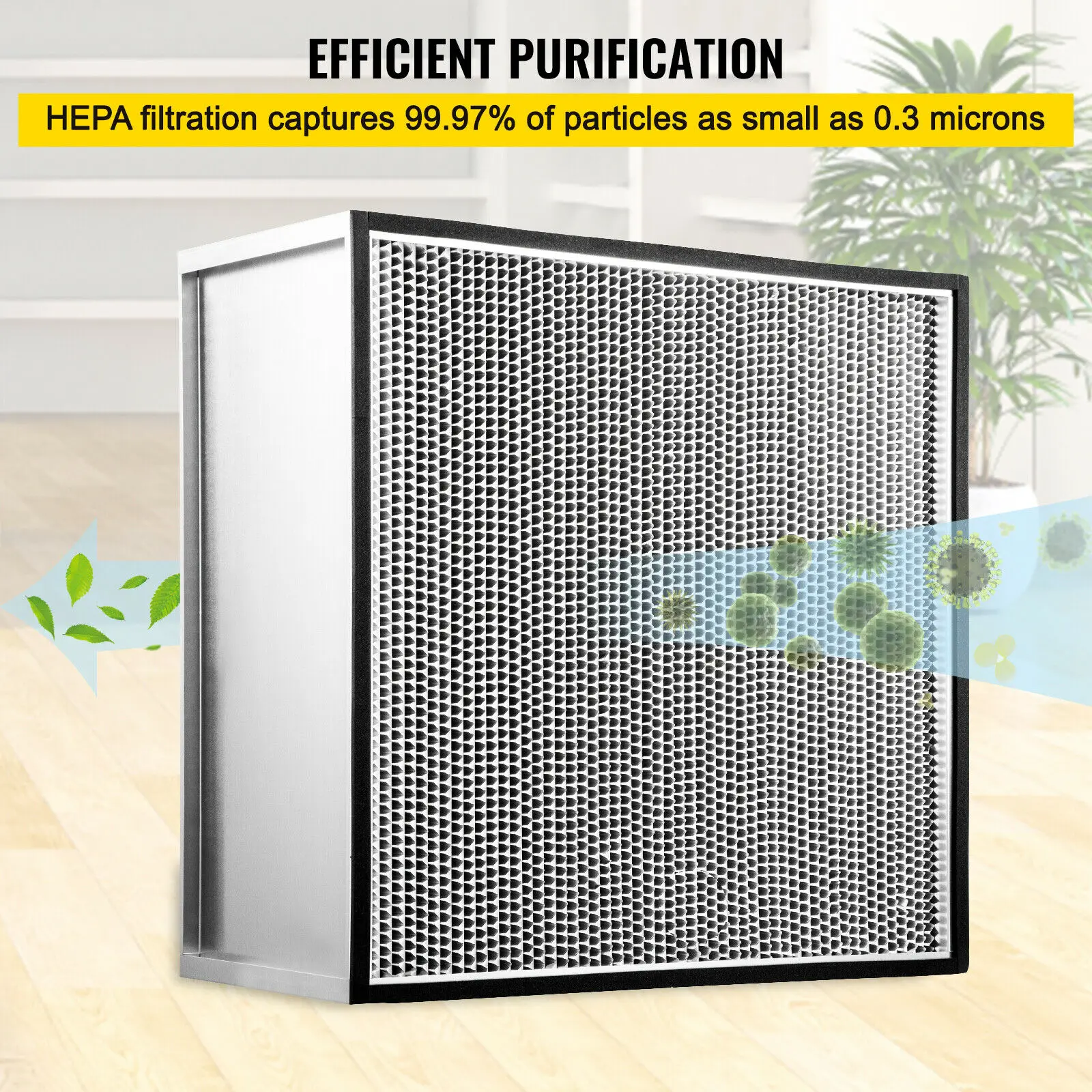 VEVOR HEPA Replacement Filter 24''x24''x11.5'' True HEPA Pleated Air Filter With Galvanized Frame Deep-pleat Filter 6-12 Months