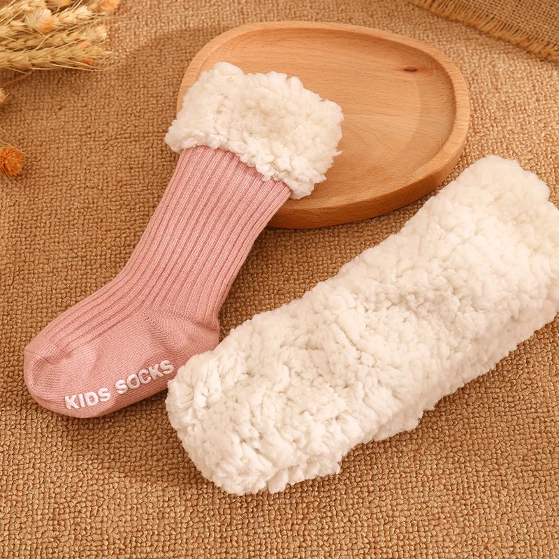 Winter Baby Solid Tincken Socks For Girls Boys Kids Cotton Warm Toddlers Baby Christmas Socks For Newborn Anti Slip Floor Socks