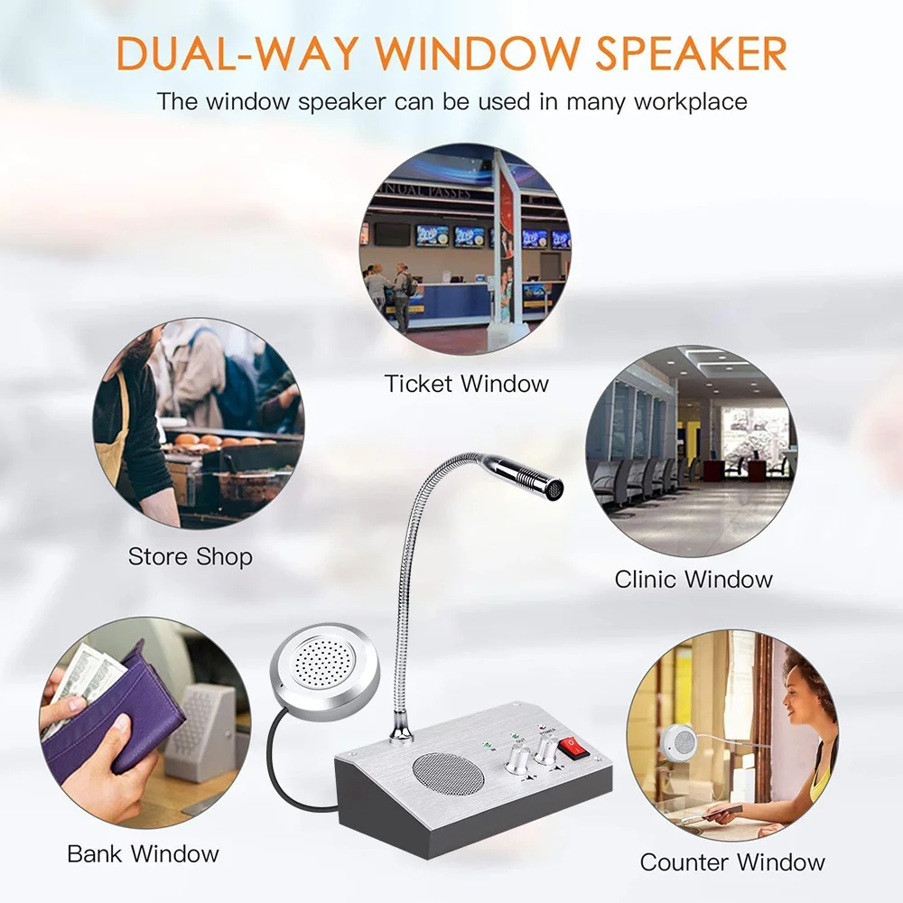 ZDL-9908 Dual Way Window Counter Intercom System Interphone Megaphone  For Office Bank pharmacy Office Store hospital Zero Touch