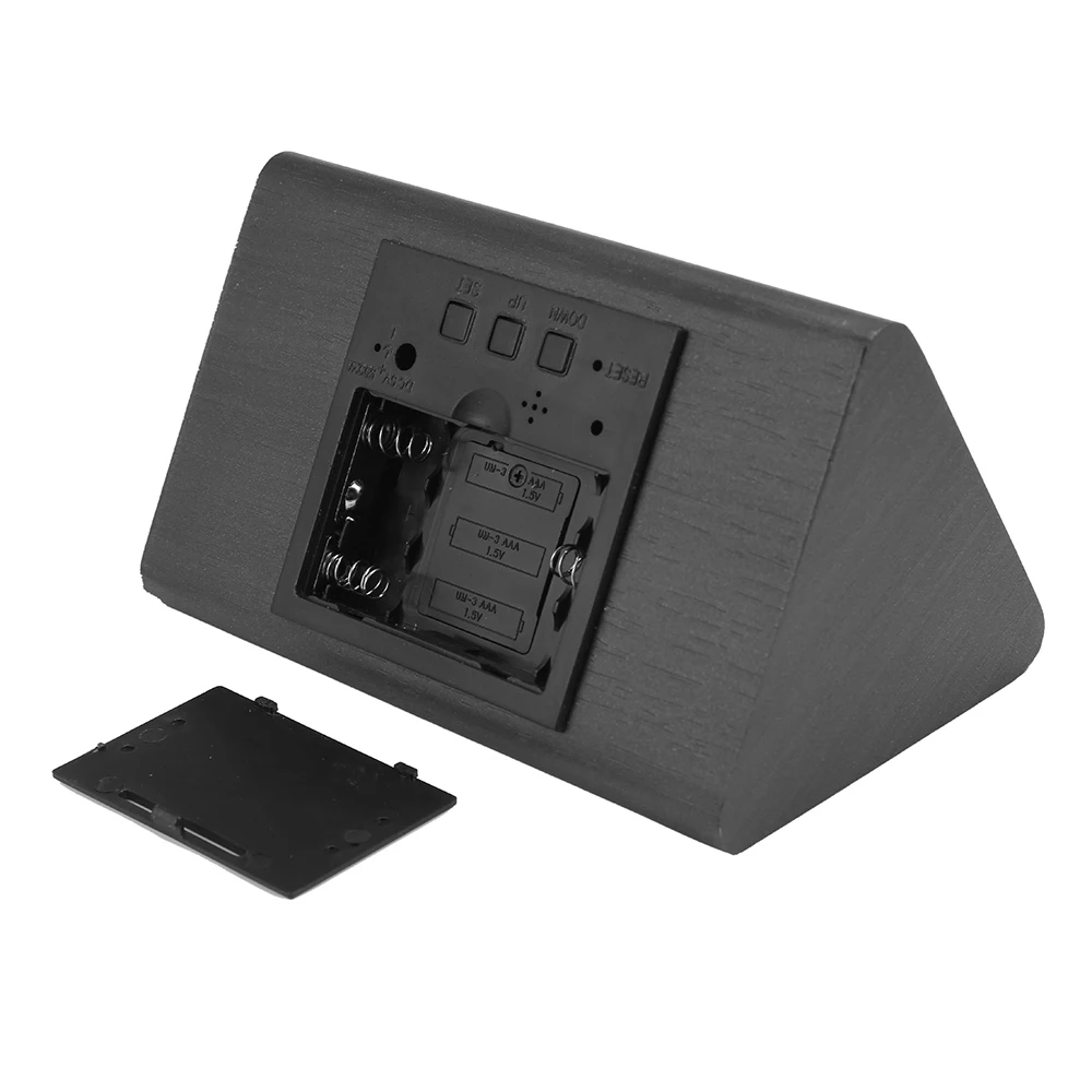 LED Digital Alarm Clock Temperature Alarm And Date Functions Voice-Activated Electronic Wooden Alarm Clock For Home Decor