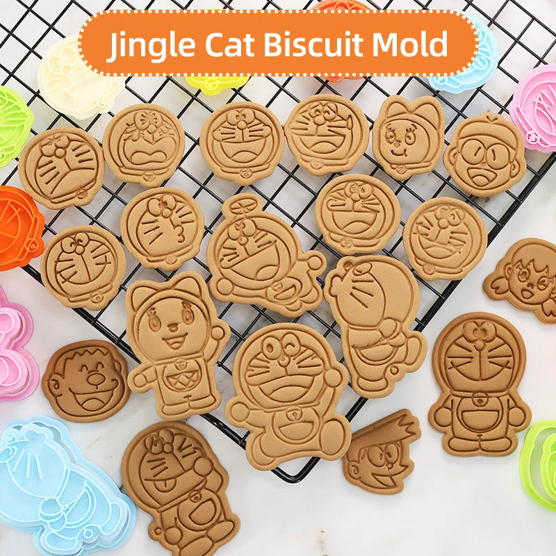 Biscuit Cutter Set Jingle Cat Bread Mold Home Baking Tool 3d Three-dimensional Press Plastic Plunger Cookie Cutter Cat Mold