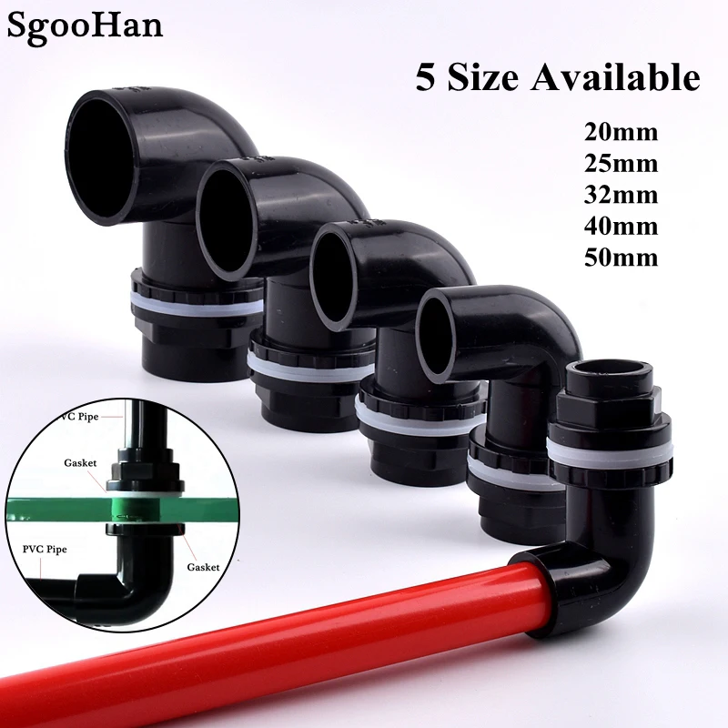 PVC Pipe Aquarium Fish Tank Connectos 1PC 20 25 32 40 50mm Water Pool Inlet Outlet Drainage Connector Water Tank Elbow Joints