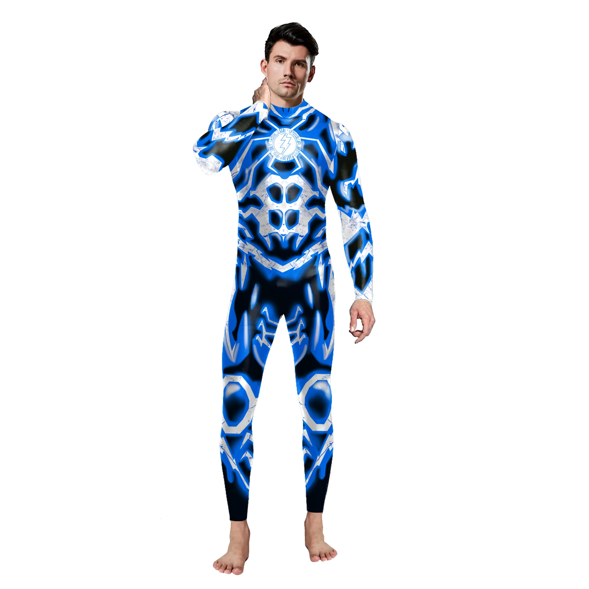 Superhero Cosplay Kostüm Langarm Druck Overalls Flexible Halloween Strampler Fitness Party Zentai Bodys für Frauen Männer