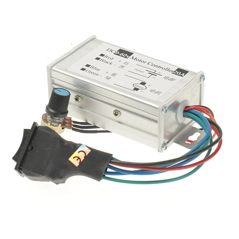 DC 12V 24V 36V 48V 20A Motor Speed Controller PWM Regulator Driver 20A 0-1200W Adjustable Current Motor Forward And Reverse