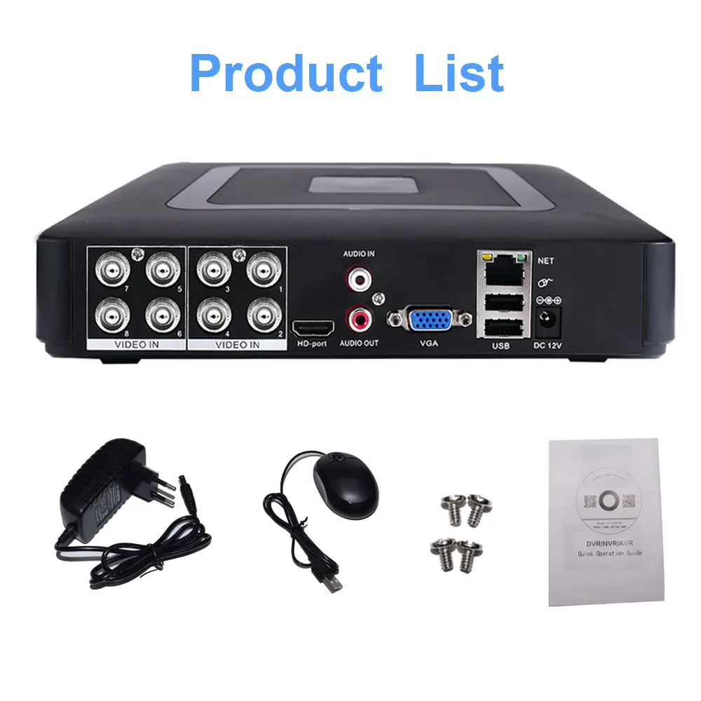 미니 DVR 8 채널 CCTV 레코더, 1080P 2MP AHD CVI TVI 카메라 보안 시스템 지원, P2P 클라우드 비디오 감시 DVR