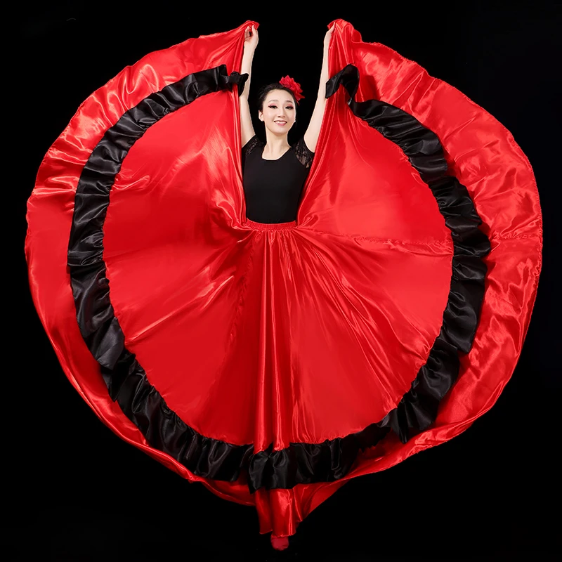 Modern Spain Flamenco Skirt Women's Folk Belly Skirts For Dancing Spanish Gypsy Skirt Stage Dance Costume 180-360 Degree DL6100