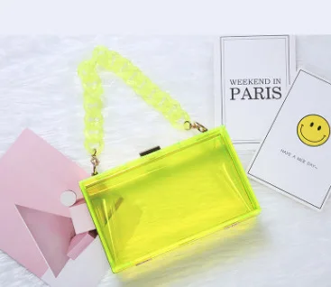 New style single shoulder messenger transparent acrylic handbags fashion personality chain small square bag dinner acrylic bag