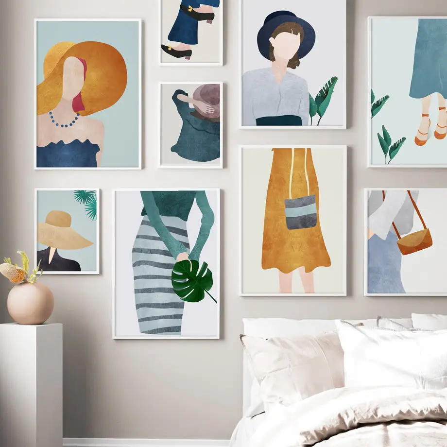 

Abstract Fashion Girl Figure Wall Art Canvas Painting Nordic Minimalism Posters And Prints Wall Pictures For Living Room Decor