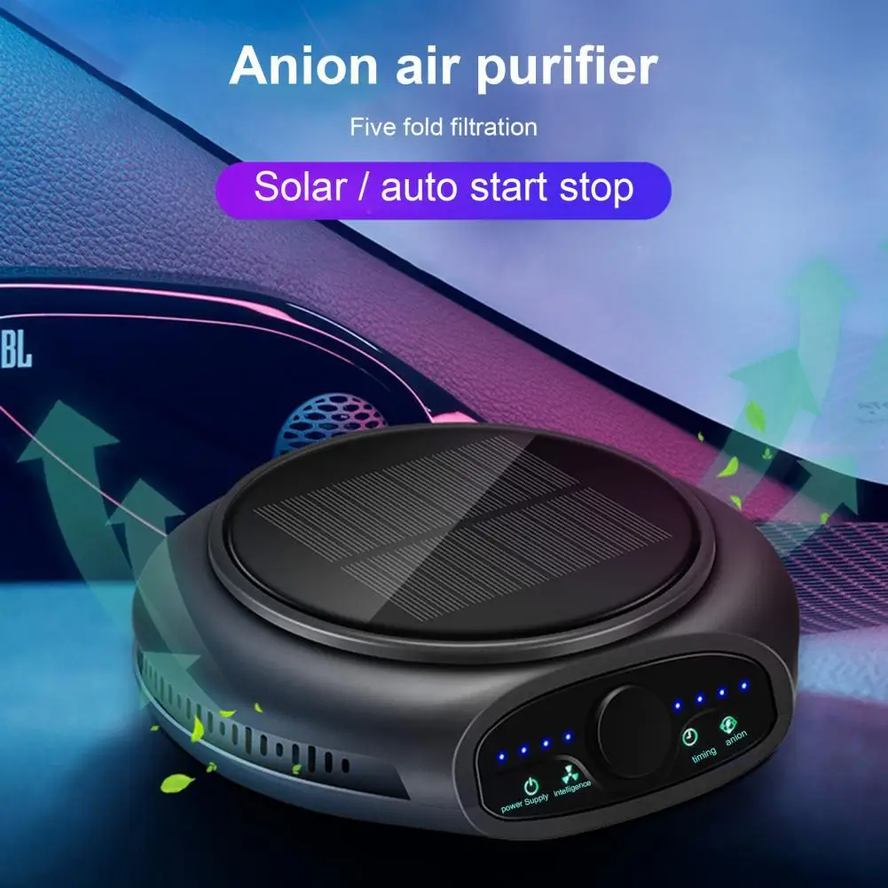 Car Air Purifier Smart Solar Energy Multi-function LED Touch Panel Vehicle Air Aromatherapy Cleaner for Car Air Purifier Cleaner