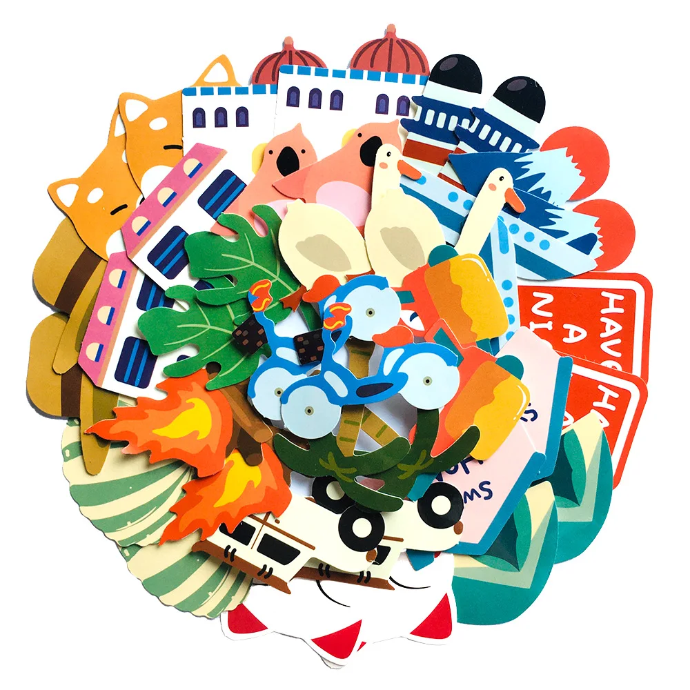 

40 шт., водонепроницаемые наклейки с животными для ноутбука, мотоцикла, багажа, сноуборда