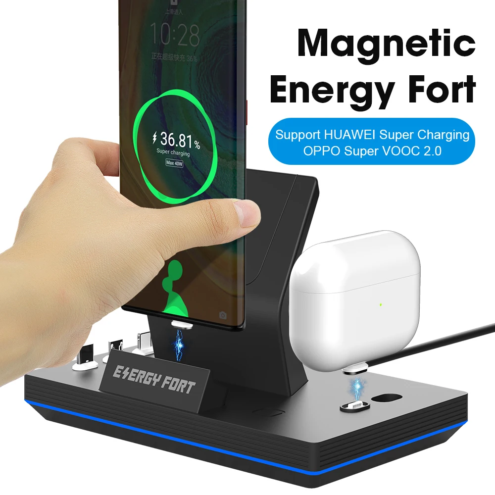 3 in 1 66W 40W Magnetic Fast Charging Dock For Xiaomi Samsung Huawei 3A 5A Magnet Quick Charge Stand