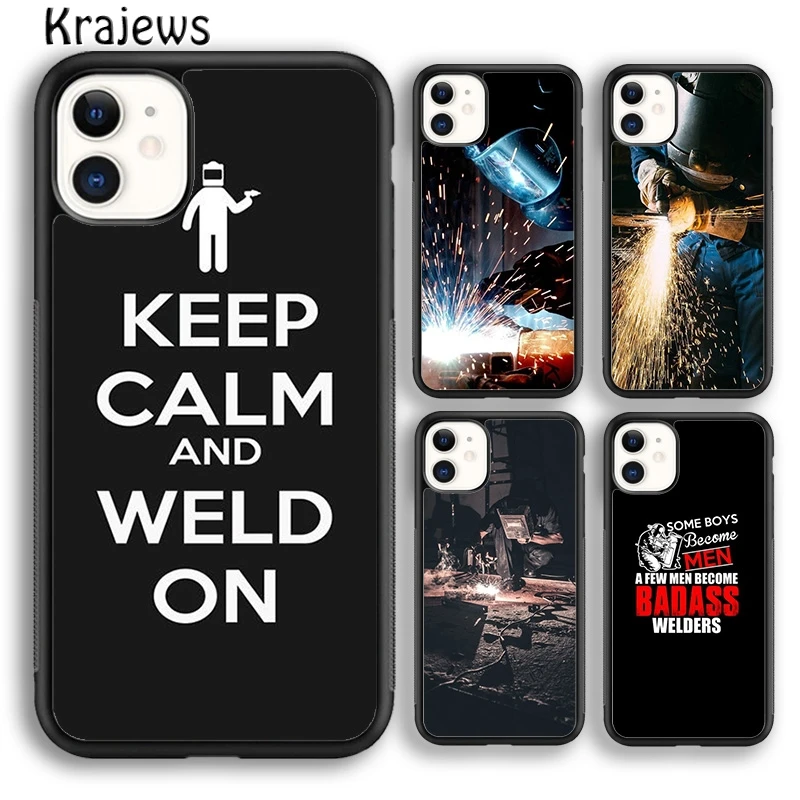 Krajews Welder Welding Hot Metal Worker Solderin Phone Case Cover For iPhone 15 SE2020 14 6 7 8 plus XS XR 11 12 mini 13 pro max