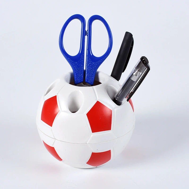 Football Ball Shape Pen Pencil Holder Soccer Ball Makeup Brush Holders Student Supplies Football Sports Gift Desktop Decoration