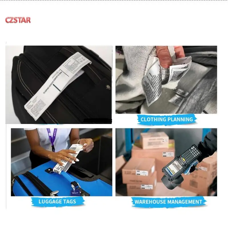 Czstar 100pcs Airport Air สัมภาระ uhf RFID แท็กสายการบิน Logistics พัสดุกระเป๋าเดินทางติดตาม epc gen2 uhf rfid แท็กสติกเกอร์