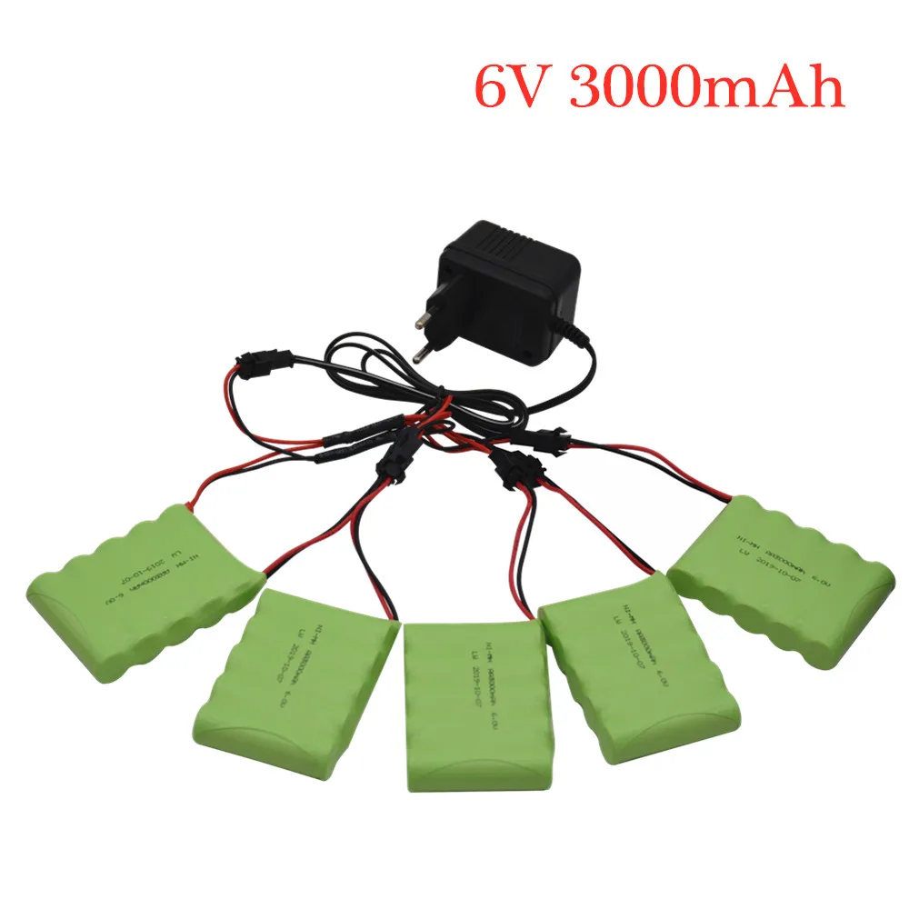 6v 3000mAh Battery with Charger For RC Cars Robots Tanks Gun Boats 6v NiMH Battery AA 2400mah 6v Rechargeable Battery Pack