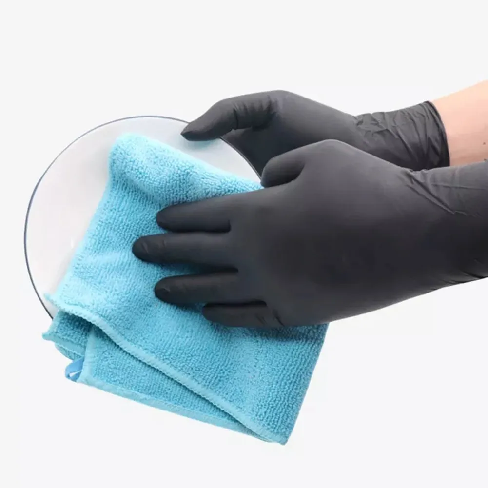 20PCS Black Disposable Gloves Tattoo High Elastic Protective Gloves Powder- Kitchen Laboratory Garden Cleaning Gloves