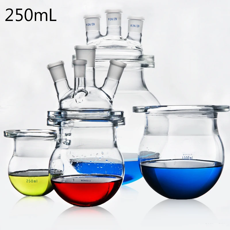 

250mL Three and Four mouths lab Glass Reactor Reaction flask Kettle Chemistry Laboratory Reaction Still Vessel