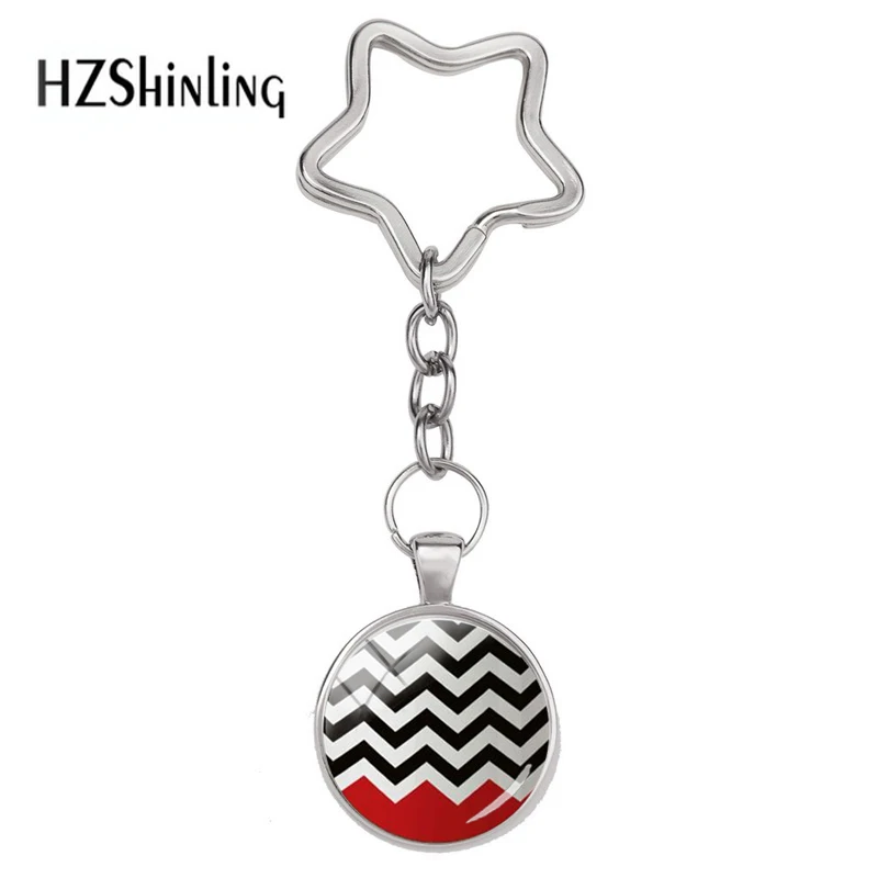 2020 New Fashion Twin peaks Star Keychain David Lynch movie Jewelry Glass Cabochon Key Chain Hot Jewelry