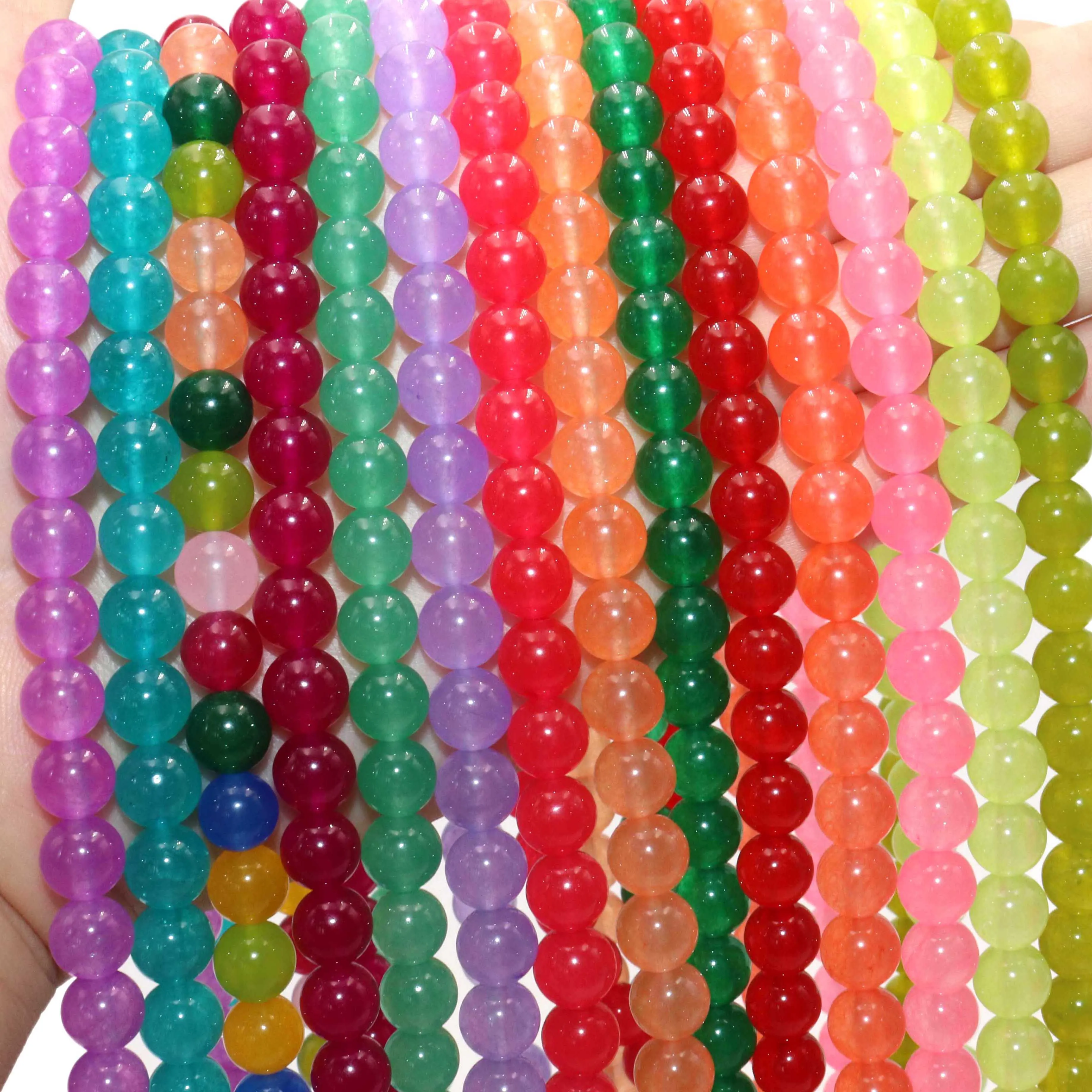 Natural Stone Round Colorful Jades Agates Loose Spacer Beads For Jewelry Making DIY Bracelet Earrings Accessories 4/6/8/10/12mm