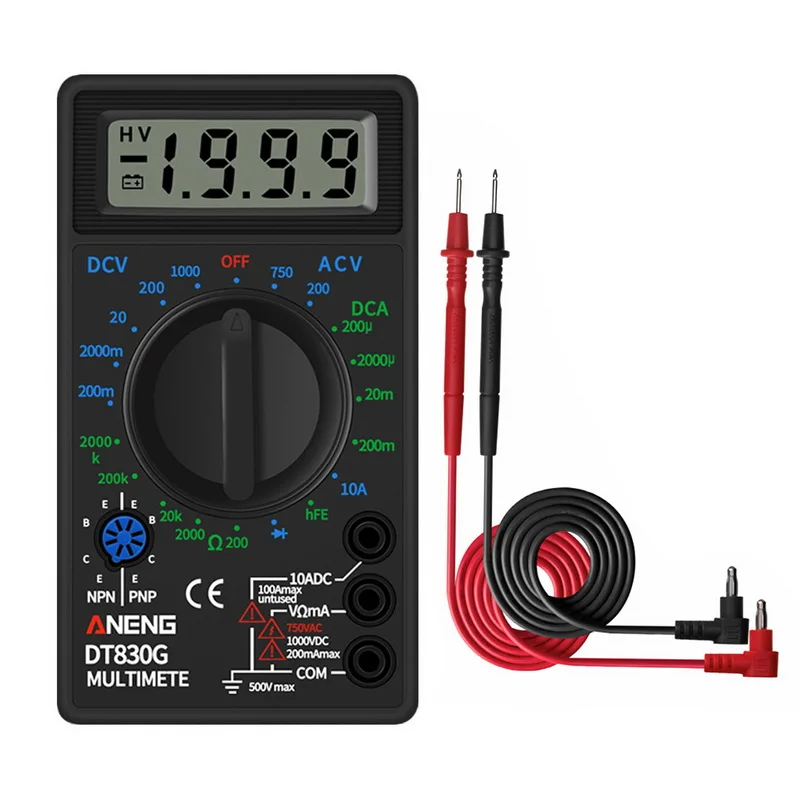 DT830G Mini Digital Multimeter Handheld AC/DC Test Voltage Current Ohmmeter Power Meters Tester Portable