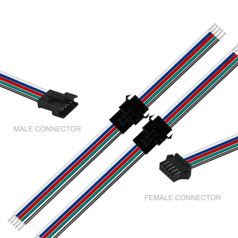 2Pin 3Pin 4Pin 5Pin led strip light Connector Male & Female Wire for Single RGB RGBW WS2812/WS2811/WS2815 IC LED Strip 5 Pairs