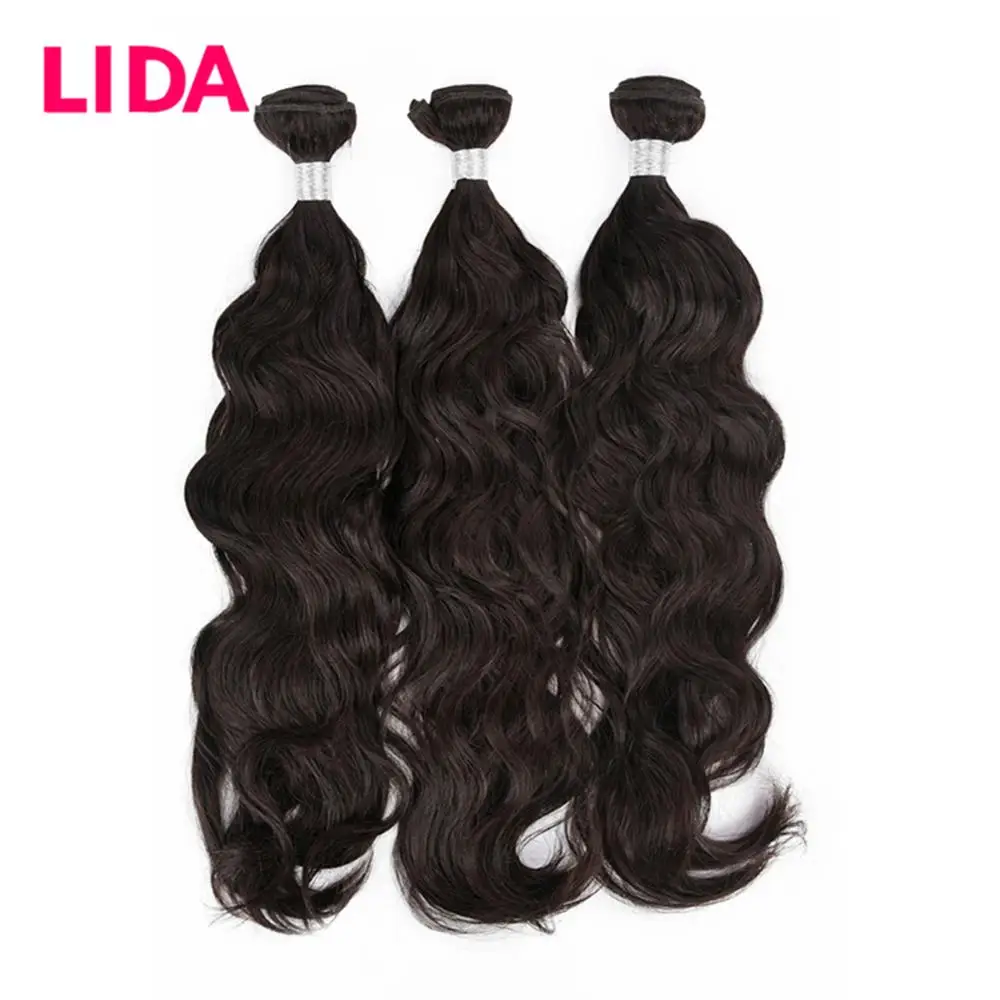 

Lida Natural Wave Human Hair Bundles Non-Remy Brazilian Human Hair 3 Bundles Deal 8-28 Inch Hair Extensions On sale