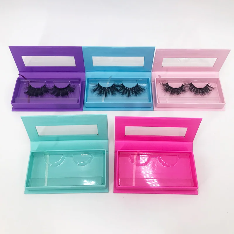 Empty Rectangle Blue Purple 5D Mink Eyelashes Box Unique Custom Lash Packaging Supplier