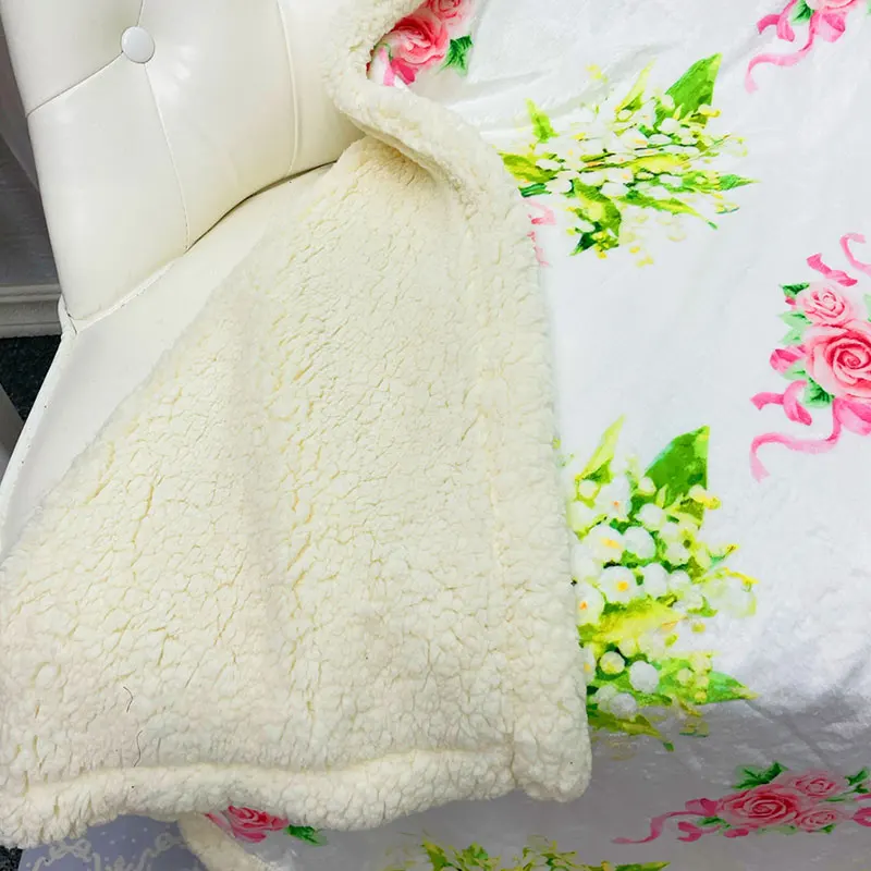 Autumn Winter Single Blanket Fleece Thick Warm Quilt Office Nap Blankets French Classic Printing Velvet Blanket Home Bedding