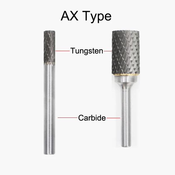 AX0616M06 4216 6mm AX0820M06 4217 8mm AX1020M06 4218 10mm Tool Tungsten AX Type Double Groove Cut Grinding Rotary Rasp File