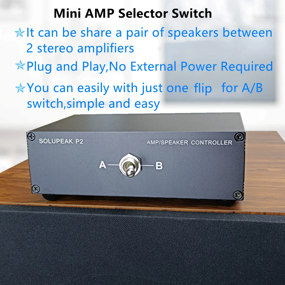 2-way amp amplifier / speaker loudspeaker selector switch box, stereo audio input signal source switcher passive for hifi  audio