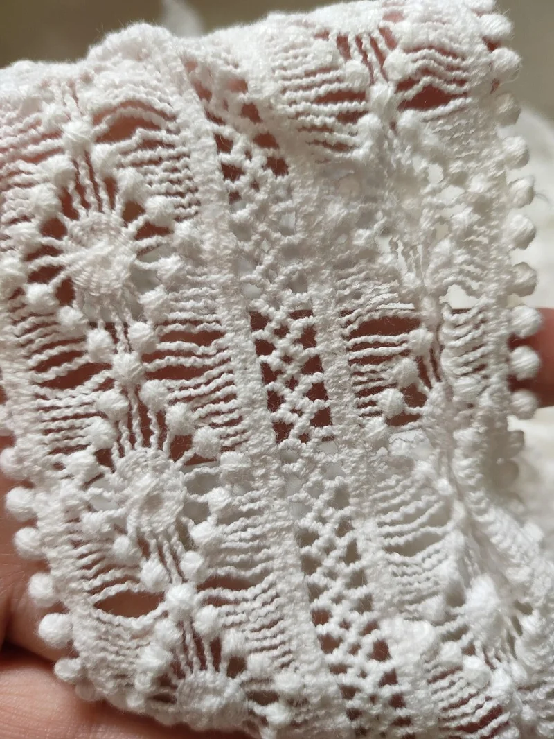 2yards/lot 7.8cm di larghezza di carta bianca (bianco sporco) pizzo da ricamo in puro cotone, accessori per pizzo cucito a mano per la casa