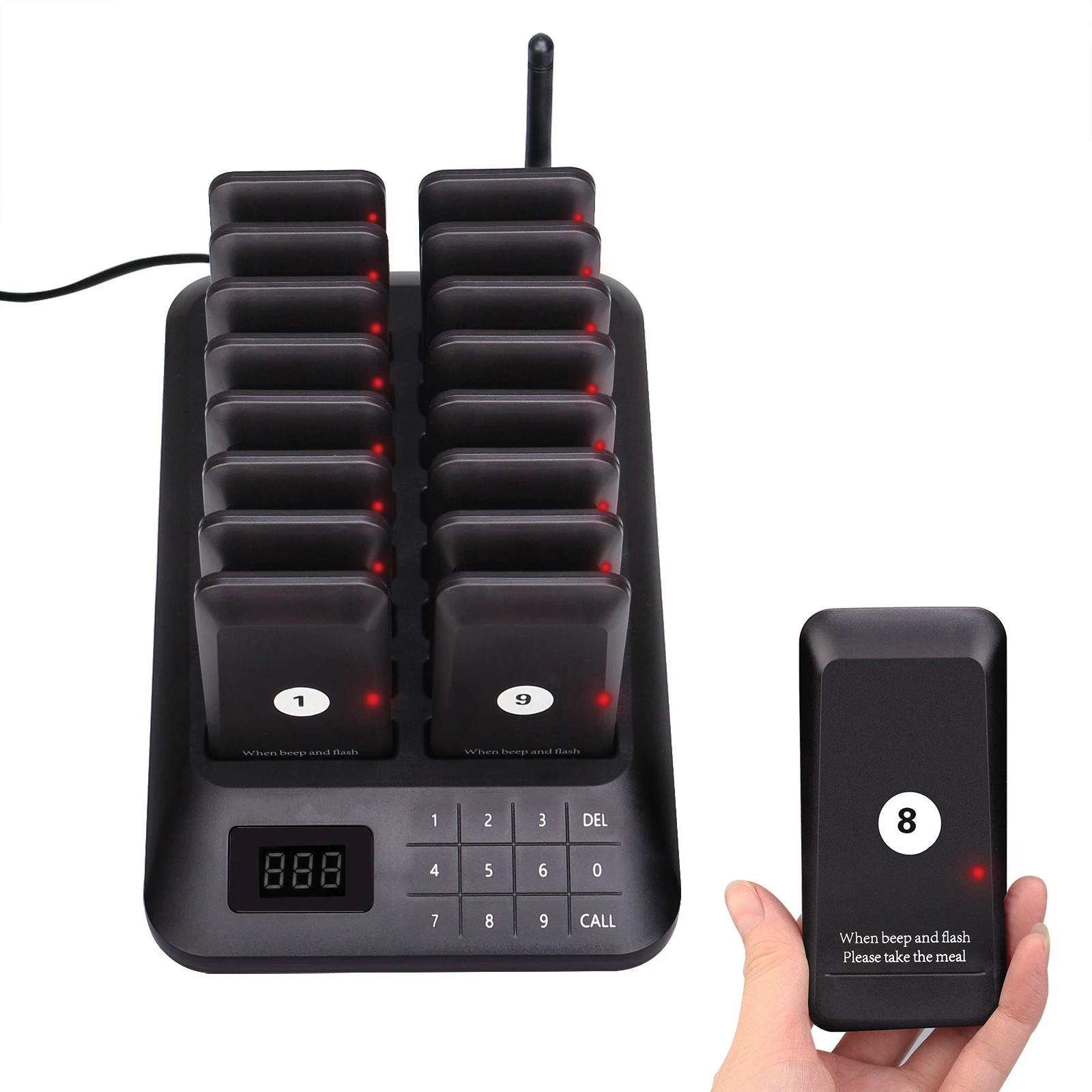 Restaurant Pager Buzzer Wireless Call 16 Coaster Receiver For Church Nurse Medical Queue System Table Service