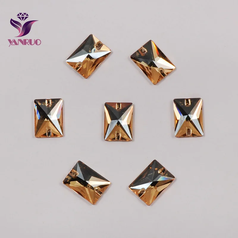 YANRUO 3250 Rectangle Crystal Golden Shadow Glass Rhinestones for Sewn Fabric Gymnastic Ritmic Dress Needlework Glitter Stones