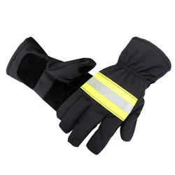 Guantes de seguridad protectores de mano para bombero, guantes de trabajo ignífugos de Rescate contra Incendios con cinta de Material reflectante