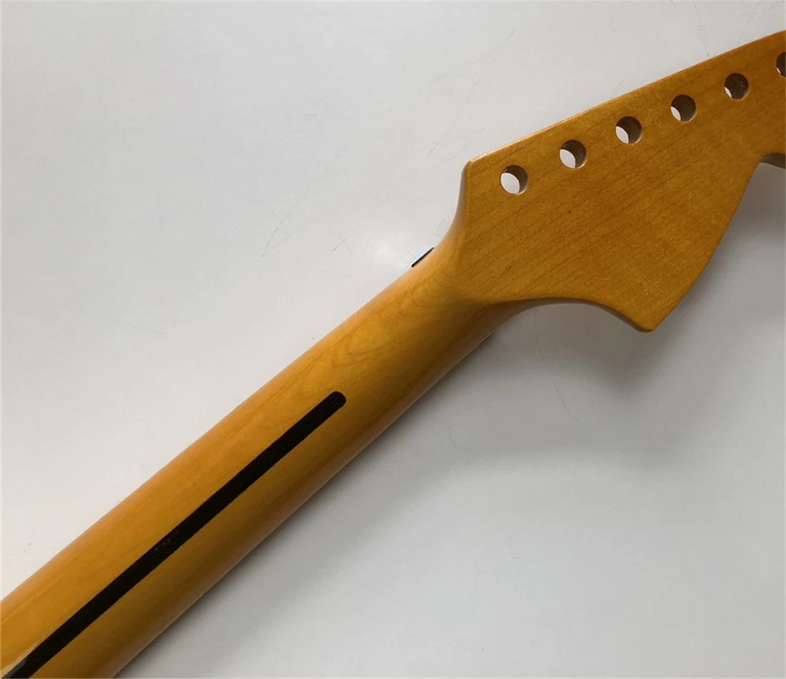 Reverse Big Head Full Scalloped Electric Guitar Neck Part Maple 24Fret Dot Inlay Locking nut Gloss