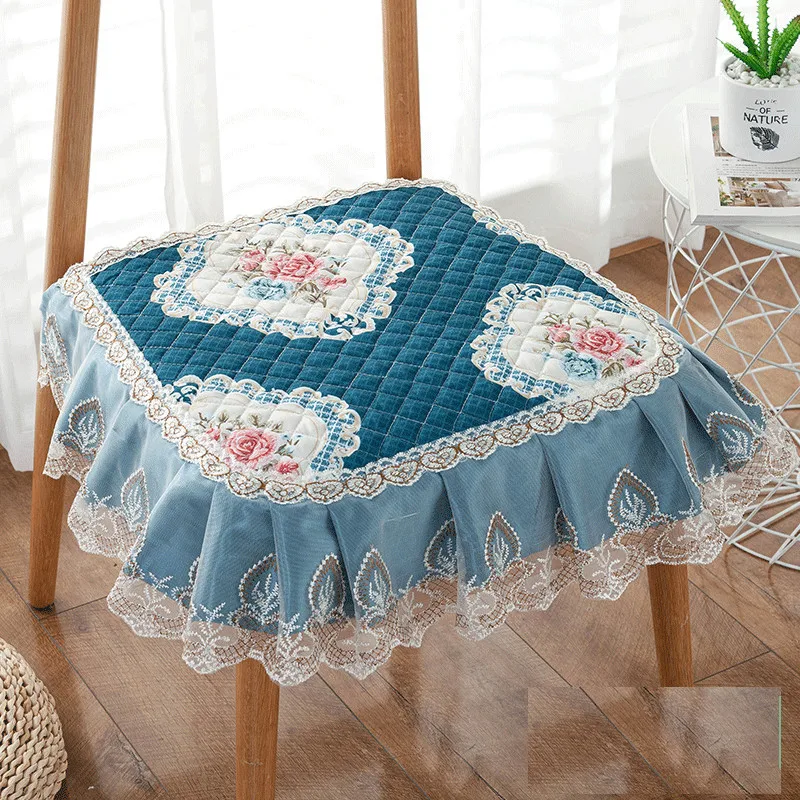 Universal Lace Dining Chair Cushion Home Decor European-Style Jacquard Cushion Office Seat Mat Breathable Pad Student Seat Pad