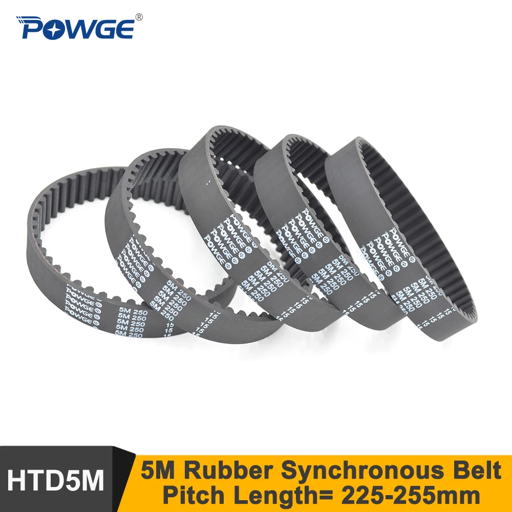 

POWGE 225 230 235 240 245 250 255 5M Synchronous Belt W=10/15/20mm Teeth 45/46/47/48/49/50/51 HTD5M Closed-Loop Timing Belt CNC